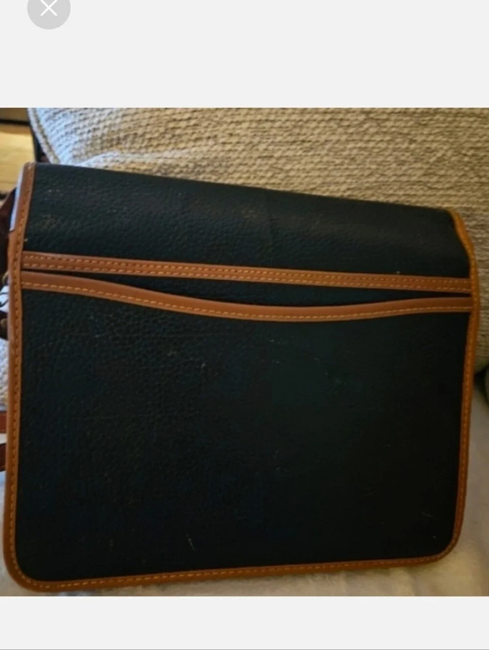 Dooney & Bourke AWL British Carrier Black with Tan Pebble Leather Crossbody